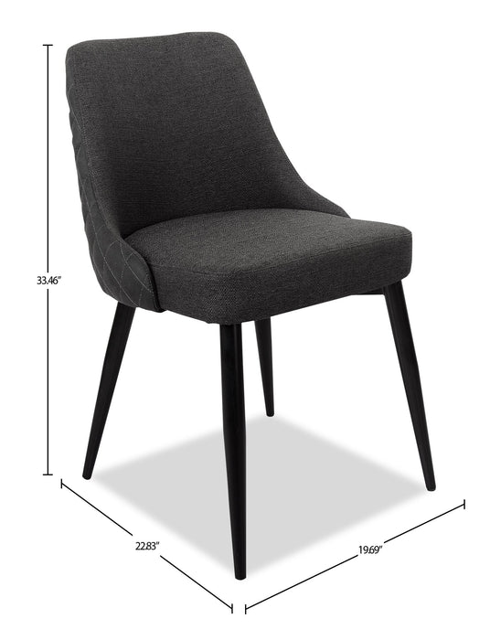 Chaise de salle à manger Eden en tissu d’apparence lin et en métal - anthracite