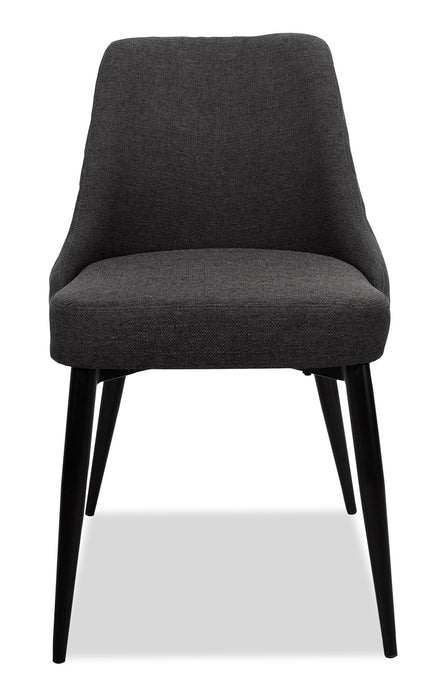 Chaise de salle à manger Eden en tissu d’apparence lin et en métal - anthracite