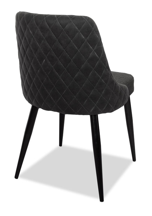 Chaise de salle à manger Eden en tissu d’apparence lin et en métal - anthracite