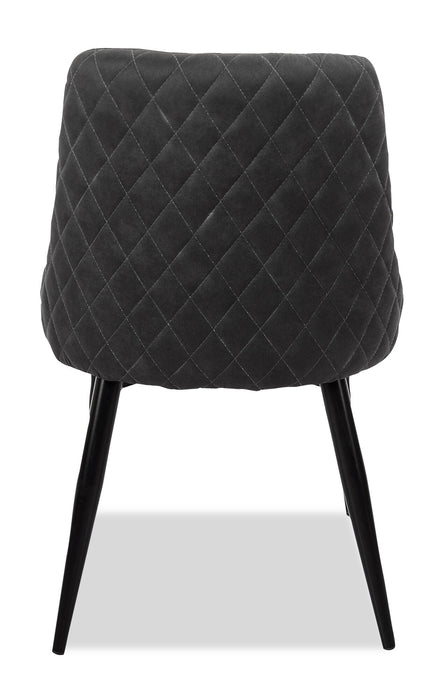 Chaise de salle à manger Eden en tissu d’apparence lin et en métal - anthracite