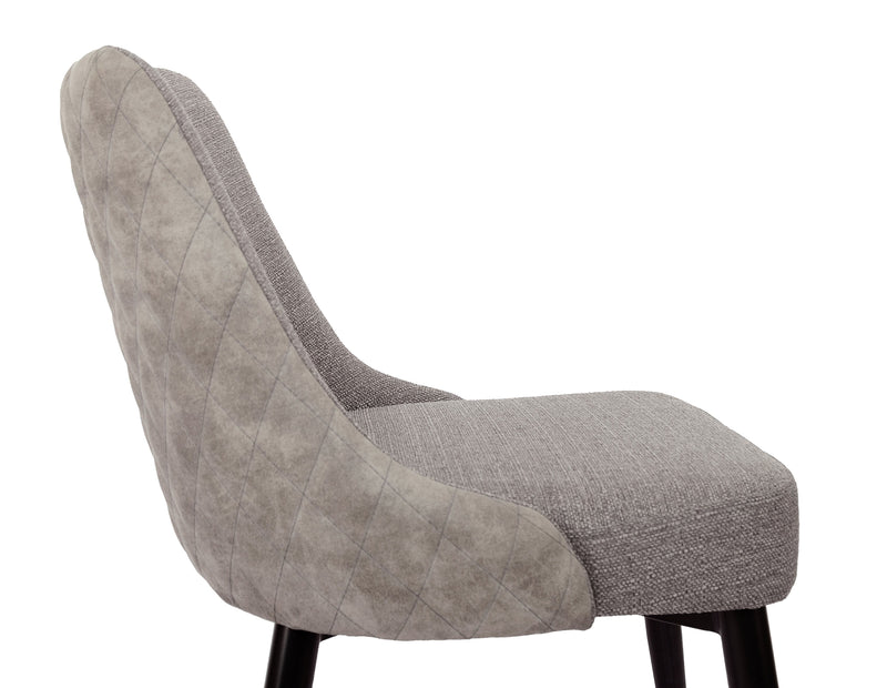 Chaise de salle à manger Eden en tissu d’apparence lin et en métal - grise