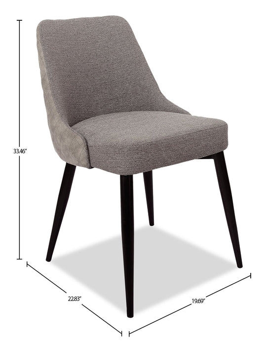 Chaise de salle à manger Eden en tissu d’apparence lin et en métal - grise