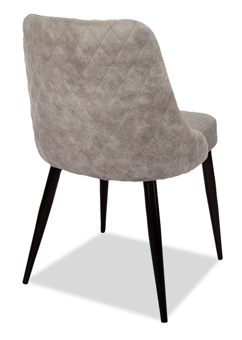 Chaise de salle à manger Eden en tissu d’apparence lin et en métal - grise