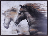 Oeuvre d'art cheval encadrée - 49 po x 33 po
