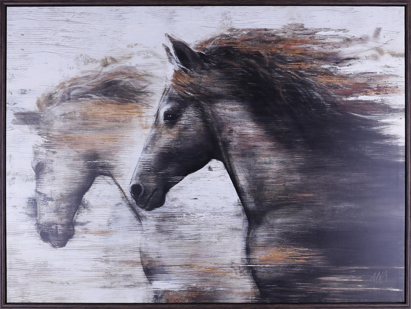 Oeuvre d'art cheval encadrée – 49 po x 33 po