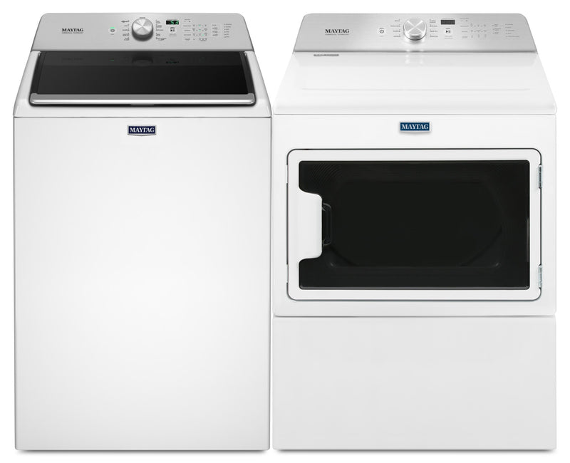 Laveuse à chargement par le haut de 5,4 pi3 et sécheuse électrique de 7,4 pi3 de Maytag – blanches