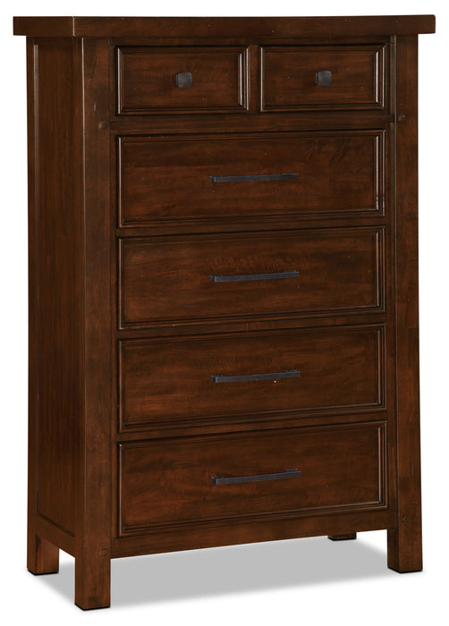 Ensemble Sonoma 4 pièces avec grand lit de rangement et commode verticale - brun foncé