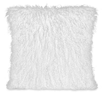 Coussin décoratif en peau de mouton de Mongolie - blanc