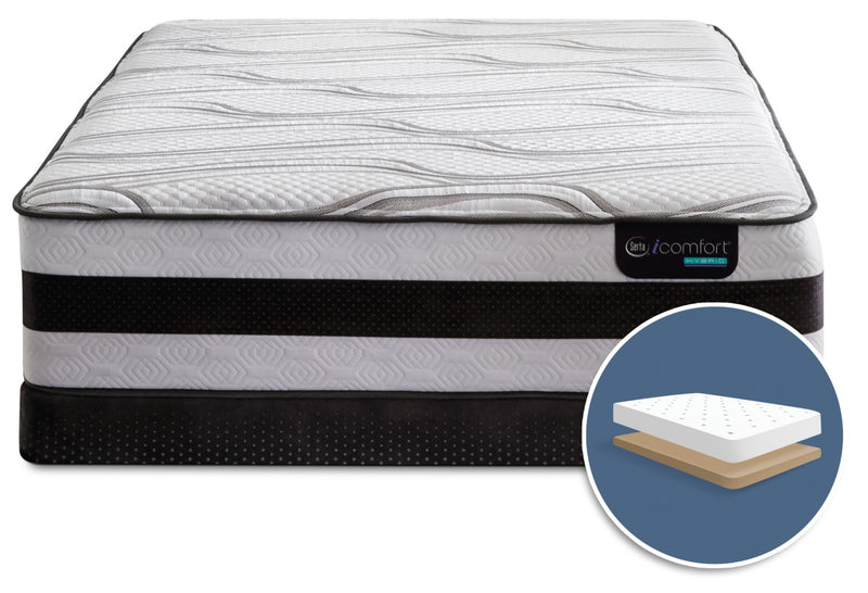 Ensemble matelas ferme à profil bas Valentine Hybride iComfort de Serta pour grand lit 