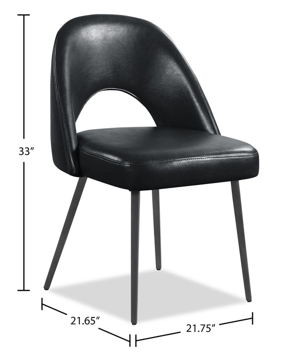 Chaise de salle à manger Elijah en tissu de cuir végétalien et en métal - noire