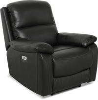  Fauteuil à inclinaison électrique Grove en cuir véritable avec appuie-tête réglable - noir 