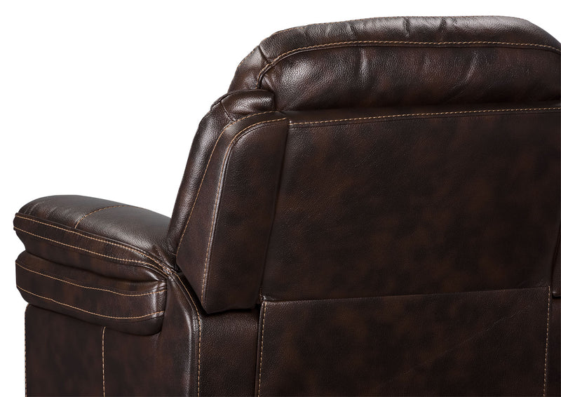 Fauteuil berçant et inclinable Leo de 41 po en tissu d’apparence cuir - brun noyer