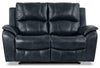 Causeuse inclinable Kory en tissu apparence cuir – bleu foncé