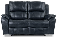 Causeuse inclinable Kory en tissu apparence cuir – bleu foncé