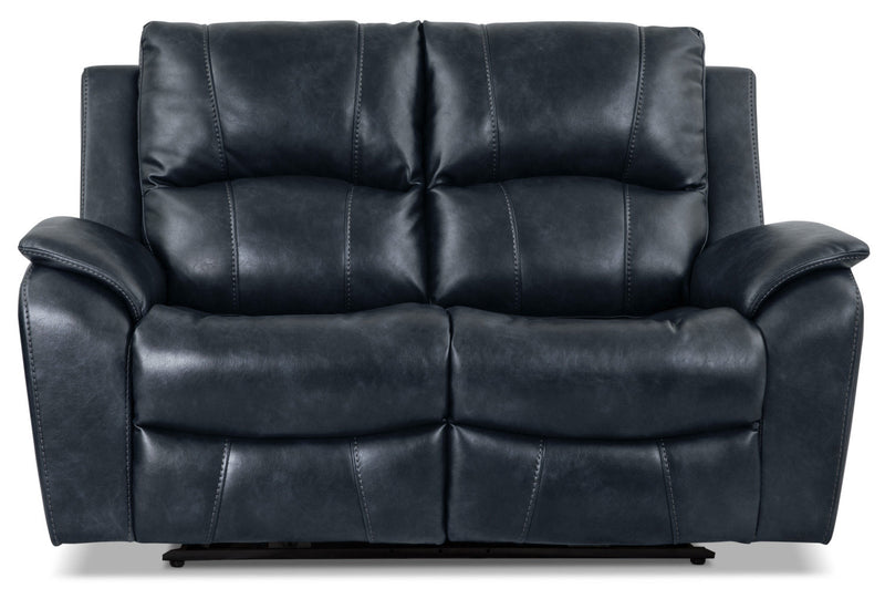Causeuse inclinable Kory en tissu apparence cuir – bleu foncé