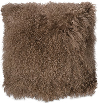 Coussin décoratif Mogolian en peau de mouton de Mongolie - taupe
