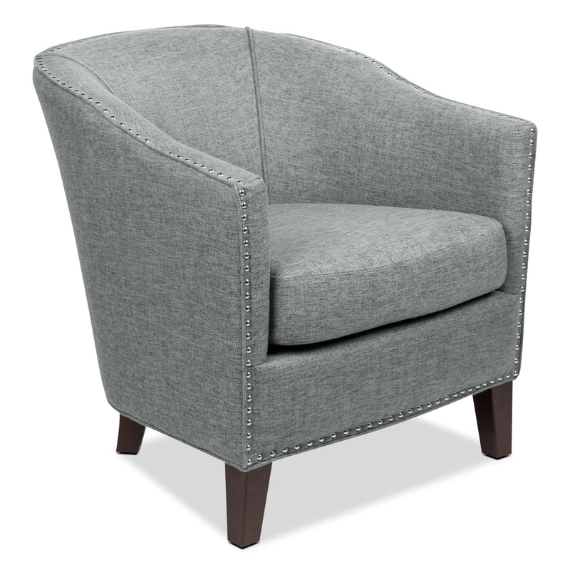 Stella Linen-Look Fabric Accent Chair – Grey - Contemporary style Accent Chair in Grey