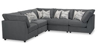  Sofa sectionnel modulaire Evolve de Scott Living 5 pièces en tissu d’apparence lin avec coussins en duvet et plumes - gris anthracite