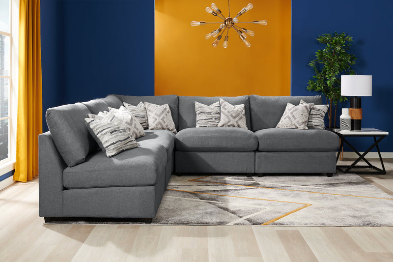 Fauteuil modulaire sans accoudoirs Evolve de Scott Living de 39,5 po en tissu d’apparence lin avec coussins en duvet et plumes - gris anthracite