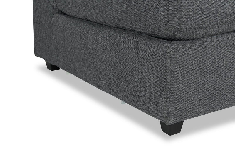 Fauteuil modulaire sans accoudoirs Evolve de Scott Living de 39,5 po en tissu d’apparence lin avec coussins en duvet et plumes - gris anthracite