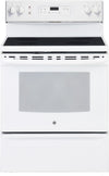 Cuisinière électrique GE de 5,3 pi³ avec autonettoyage et 4 brûleurs - blanche - JCB630DKWW