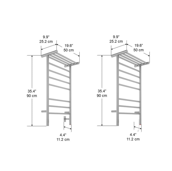 Porte-serviette chauffant électrique Liazzo d’Ancona à 8 barres avec minuterie intégrée - acier inoxydable