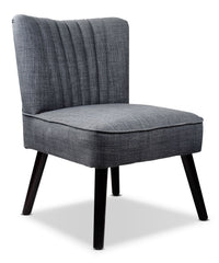 Fauteuil d'appoint LAD en tissu d'apparence lin - gris