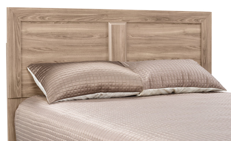 Ens. Yorkdale 5pcs de couleur claire avec lit double de rangement, commode verticale, table de nuit