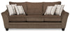 Grand sofa-lit Febe de 100 po fabriqué au Canada en tissu de chenille avec accoudoirs évasés et coussins décoratifs - brun