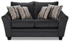 Causeuse Febe de 75 po fabriquée au Canada en tissu de chenille avec accoudoirs évasés et coussins décoratifs - gris anthracite