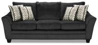  Sofa Febe de 100 po fabriqué au Canada en tissu de chenille avec accoudoirs évasés et coussins décoratifs - gris anthracite