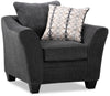 Fauteuil Febe de 43 po de format condo fabriqué au Canada en tissu de chenille avec accoudoirs évasés et pattes en bois - gris anthracite