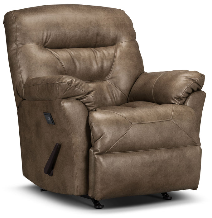 Fauteuil de massage inclinable 4579  en tissu d'apparence cuir - tabac