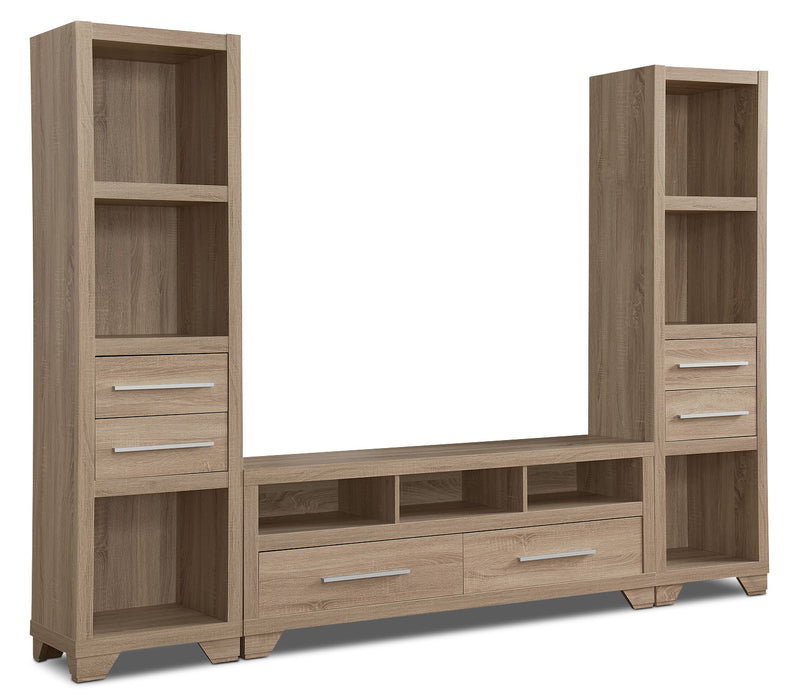 Meuble audio-vidéo Glendale 3 pièces avec ouverture pour téléviseur de 60 po - blanc vieilli