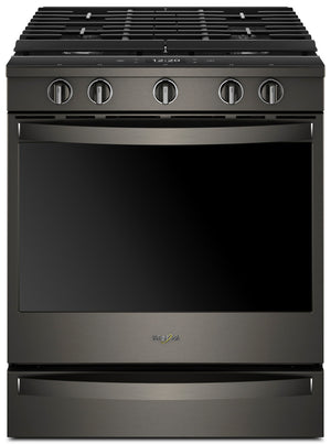 Cuisinière à gaz intelligente Whirlpool de 5,8 pi³ avec friture à air et technologie AquaLiftMD - acier inoxydable noir - WEG750H0HV