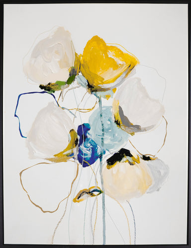  Fleurs jaunes à l’acrylique - 31 po x 41 po  