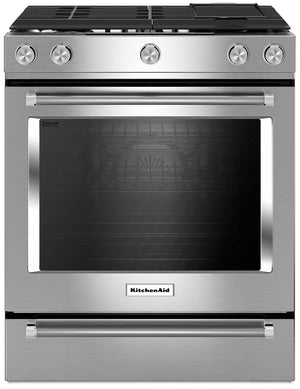 Cuisinière à gaz KitchenAid de 6,5 pi³ avec technologie AquaLiftMD et autonettoyage - acier inoxydable - KSGB900ESS