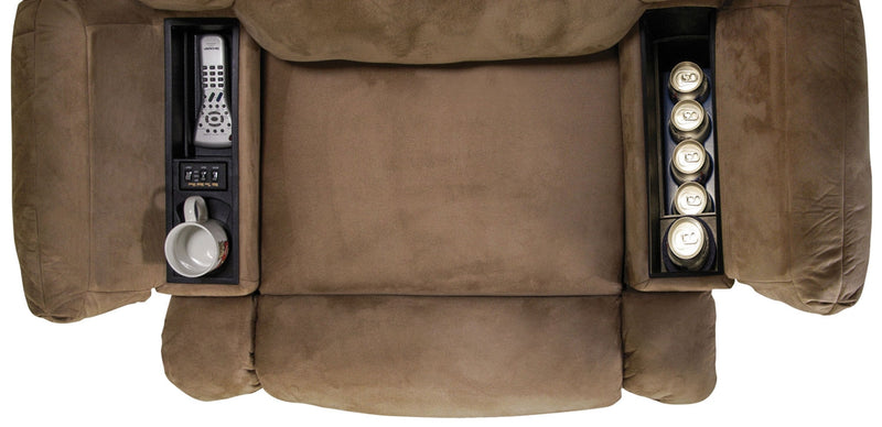 Fauteuil de massage inclinable 5598  en suède rembourré avec rangement - moka