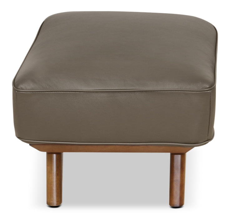 Pouf Kai en cuir véritable – gris