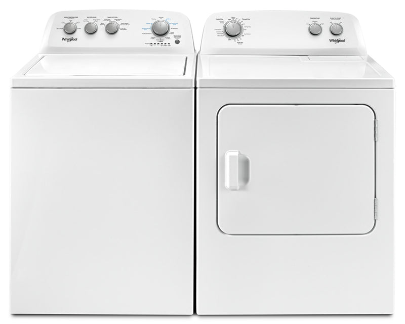 Whirlpool 4.4 Cu. Ft. I.E.C. Top-Load Washer and 7.0 Cu. Ft. Dryer – White - Laundry Set in White