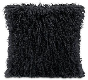 Mongolian Sheepskin Accent Pillow – Black|Coussin décoratif en peau de mouton de Mongolie - noir|636515DP