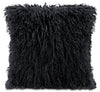 Coussin décoratif en peau de mouton de Mongolie - noir