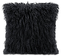 Coussin décoratif en peau de mouton de Mongolie - noir