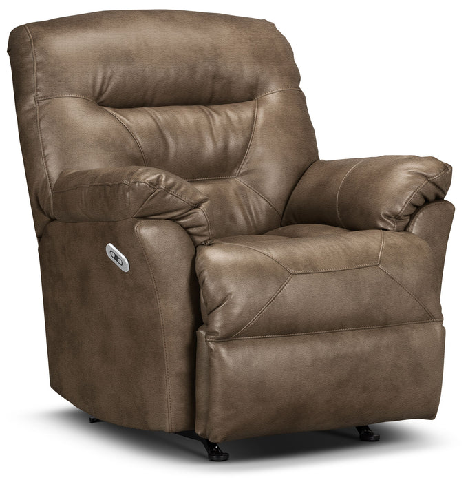 Fauteuil à inclinaison électrique 4579  en tissu d'apparence cuir - tabac