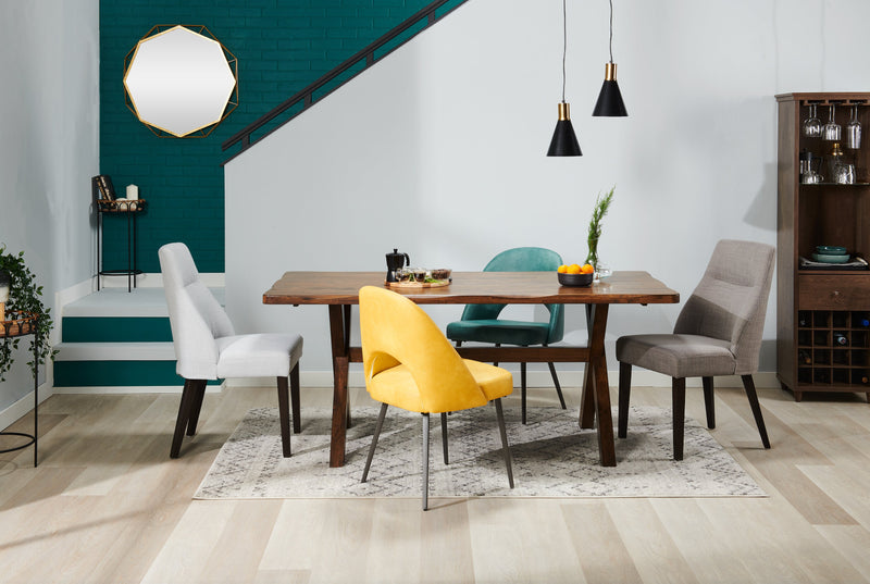 Chaise de salle à manger Gabi en tissu d’apparence lin - anthracite