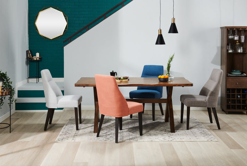 Chaise de salle à manger Gabi en tissu d’apparence lin - anthracite