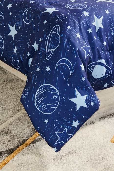 Ensemble d'édredon Galaxy 4 pièces pour lit double - bleu