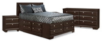 Ensemble de chambre à coucher Yorkdale 6 pièces avec lit double de rangement et 2 tables de nuit