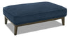 Pouf Gena de Cindy Crawford Home de 45 po en tissu d’apparence lin avec base et pattes en bois - bleu minuit