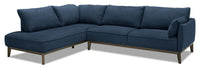  Sofa sectionnel de gauche Gena de Cindy Crawford Home 2 pièces en tissu d’apparence lin avec pattes en bois - bleu minuit